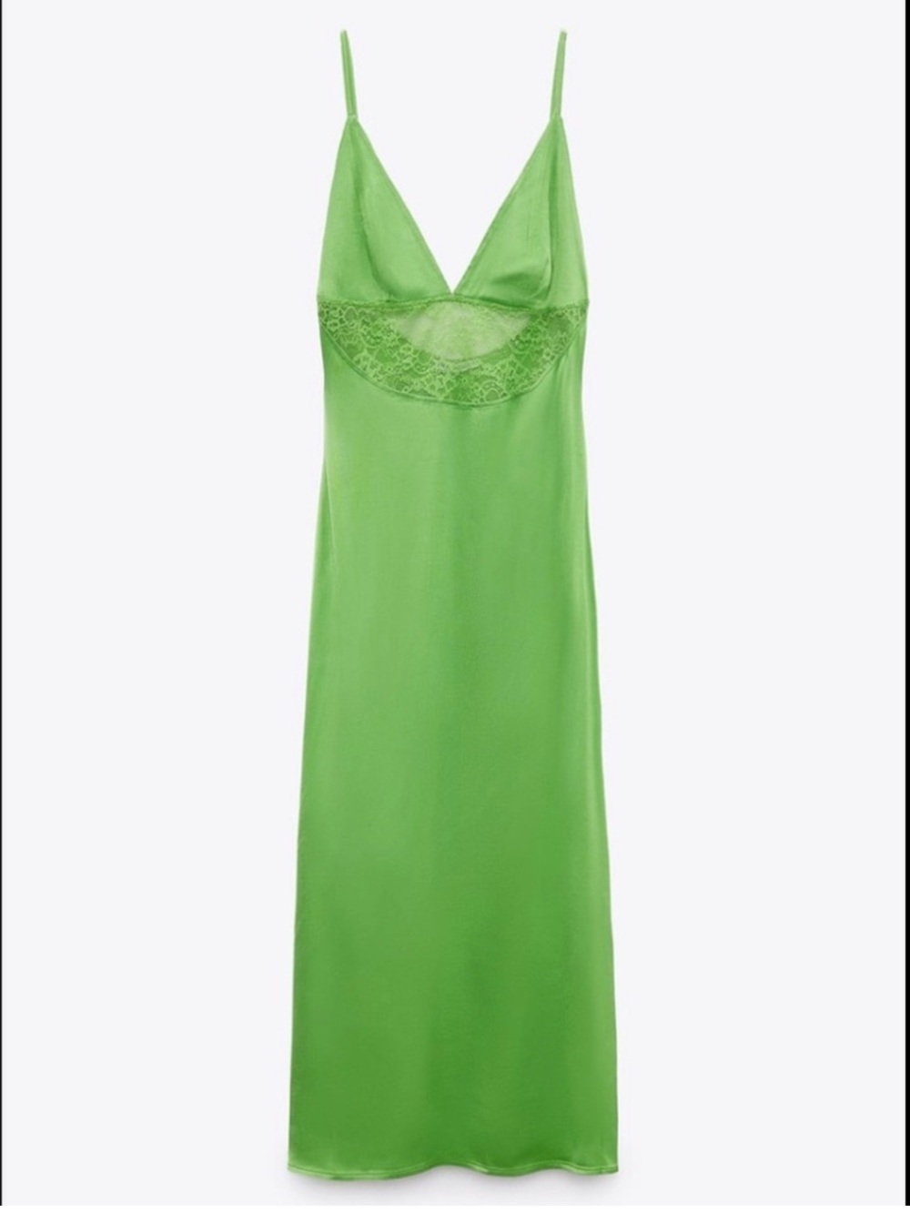 Zara Green Satin Slip Dress